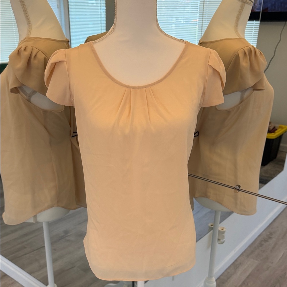 DNA couture Peach Flutter Sleeve Scoop Neck Top